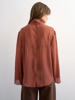 Topshop Funnel Neck Relaxed Sleeve Shirt, Rust - view 2, Rust