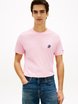 Tommy Hilfiger Logo Embroidery Jersey T-Shirt, Pink Rose, Pink Rose