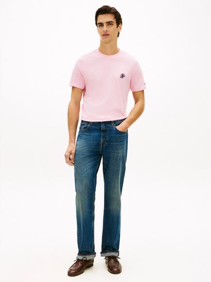 Tommy Hilfiger Logo Embroidery Jersey T-Shirt, Pink Rose - view 2, Pink Rose