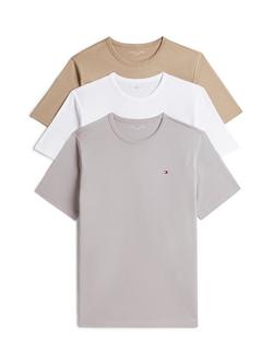 Tommy Hilfiger Signature Crew Neck T-Shirts, Pack of 3, Neutral/Multi