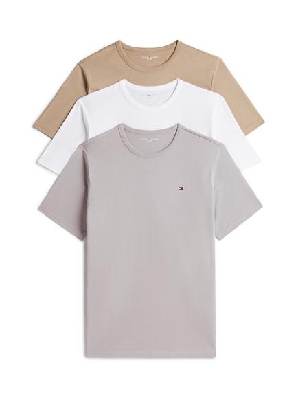 Tommy Hilfiger Signature Crew Neck T-Shirts, Pack of 3, Neutral/Multi