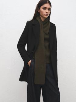 Mango Double Breasted Wool Blend Coat, Black, Black