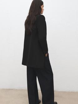 Mango Double Breasted Wool Blend Coat, Black - view 2, Black