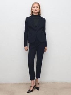 Mango Single Button Tailored Blazer, Marine, Marine