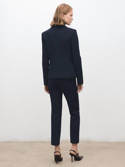 Mango Single Button Tailored Blazer, Marine - view 2, Marine