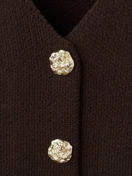 Mango Jewel Button Knit Blazer Jacket, Chocolate - view 2, Chocolate