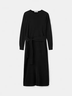 Mango Tie Belt Knit Midi Dress, Black, Black