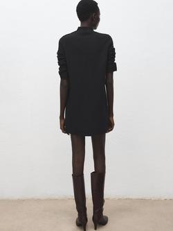 Mango Funnel Neck Button Shoulder Mini Dress, Black - view 2, Black