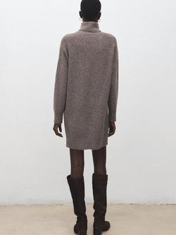 Mango Roll Neck Jumper Mini Dress, Taupe - view 2, Taupe