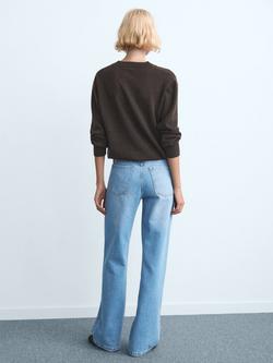 Mango High Rise Wide Leg Jeans, Mid Blue - view 2, Mid Blue