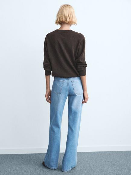 Mango High Rise Wide Leg Jeans, Mid Blue - view 2, Mid Blue