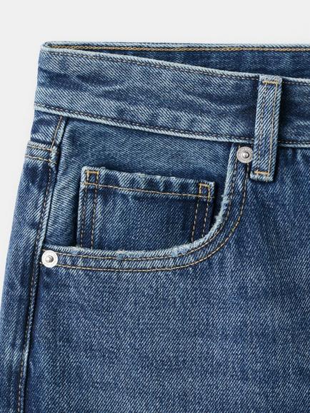 Mango Low Rise Straight Jeans, Dark Blue - view 2, Dark Blue