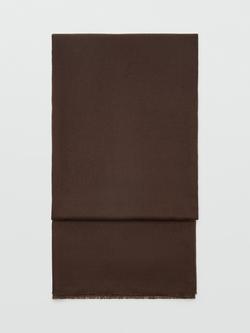 Mango Draped Frayed Trim Scarf, Chocolate