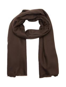 Mango Draped Frayed Trim Scarf - view 2, Chocolate