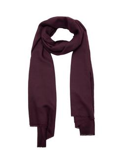 Mango Draped Frayed Trim Scarf - view 2, Bordeaux
