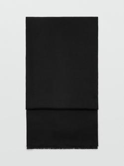 Mango Draped Frayed Trim Scarf, Black