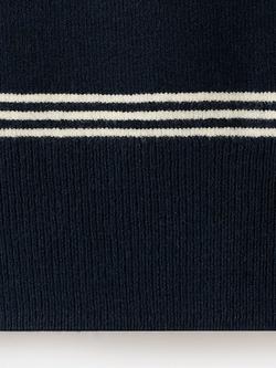 Mango Stripe Knit Polo Shirt, Navy - view 2, Navy