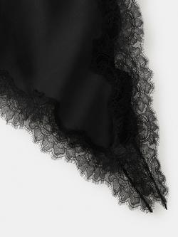 Mango Lace Trim Asymmetric Skirt, Black - view 2, Black