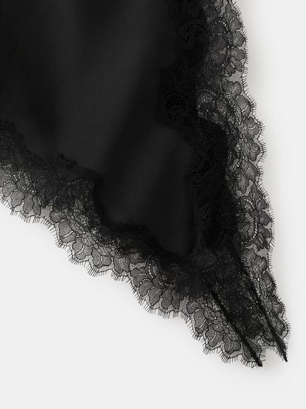 Mango Lace Trim Asymmetric Skirt, Black - view 2, Black