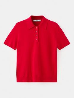 Mango Polo Knit T-Shirt, Black, Red