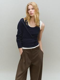 Mango Seamless Slim Fit Tank Top, Navy, Navy