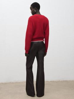 Mango Faux Leather Flared Trousers, Chocolate - view 2, Chocolate