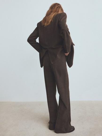 Mango High Waist Flared Tailored Trousers, Brown - view 2, Brown