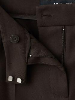 Mango Mid Rise Pleated Wide Leg Trousers, Brown - view 2, Brown