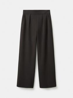 Mango High Waist Pleated Wide Leg Trousers, Chocolate, Chocolate