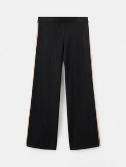 Mango High Rise Side Stripe Knitted Wide Leg Trousers, Black, Black