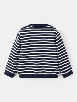 Mango Baby Stripe Jumper, Navy - view 2, Navy