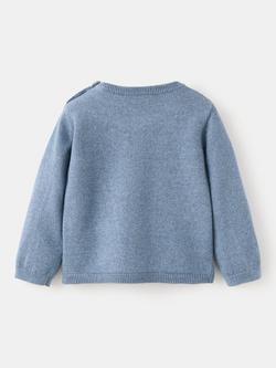 Mango Baby Knitted Button Neck Jumper, Blue - view 2, Blue