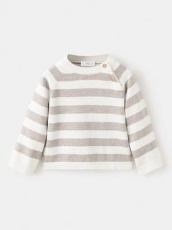 Mango Baby Stripe Jumper, Beige, Beige