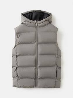 Mango Kids' Quilted Hooded Gilet, Taupe - view 2, Taupe