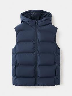 Mango Kids' Quilted Hooded Gilet, Navy, Navy