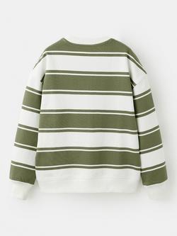 Mango Kids' Sudadera Cotton Stripe Sweatshirt, Khaki - view 2, Khaki