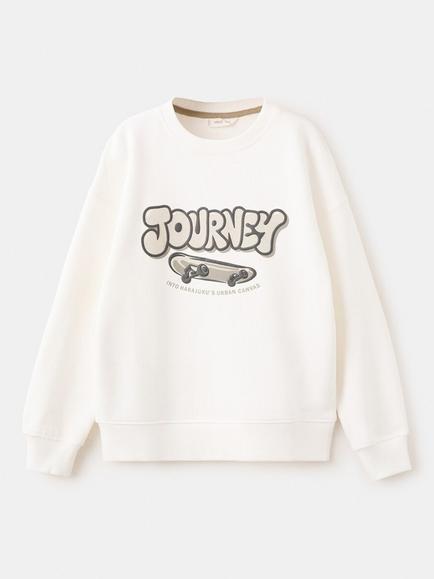 Mango Kids' Sudadera Cotton Graphic Sweatshirt, Natural, Natural