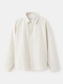 Mango Kids' Cotton Stripe Shirt, Raw, Raw