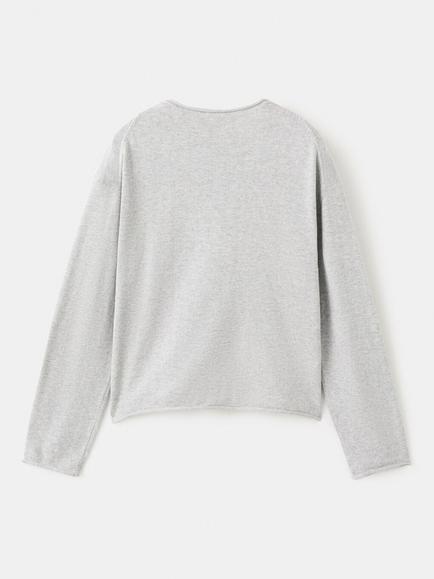 Mango Kids' Knitted Cotton Button Front Cardigan, Light Grey Melange - view 2, Light Grey Melange