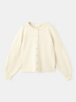 Mango Kids' Long Sleeve Cardigan, Yellow, Yellow