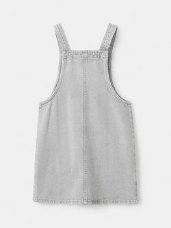 Mango Kids' Cotton Sleeveless Pinafore Dress, Grey - view 2, Grey