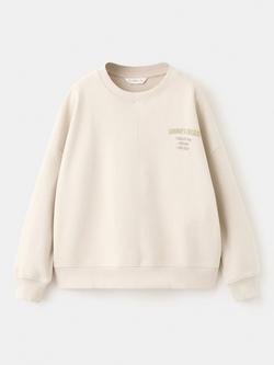 Mango Kids' Cotton Slogan Sweatshirt, Raw, Raw