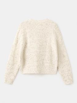 Mango Kids' Textured Crew Neck Jumper, Raw - view 2, Raw