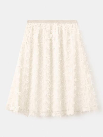 Mango Kids' Bow Embellished Midi Skirt, White, White