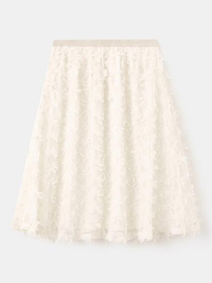 Mango Kids' Bow Embellished Midi Skirt, White - view 2, White