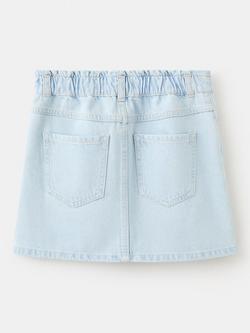 Mango Kids' A-Line Paperbag Waist Mini Skirt, Light Blue - view 2, Light Blue