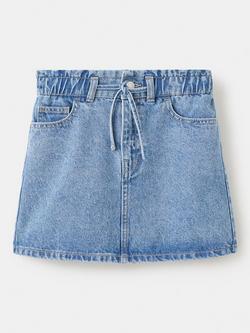 Mango Kids' A-Line Paperbag Waist Mini Skirt, Mid Blue, Mid Blue