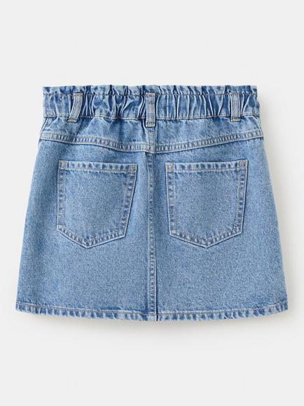 Mango Kids' A-Line Paperbag Waist Mini Skirt, Mid Blue - view 2, Mid Blue