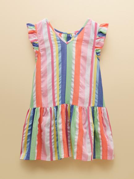 Joules Kids' Tiered Midi Dress, Multi - view 2, Multi