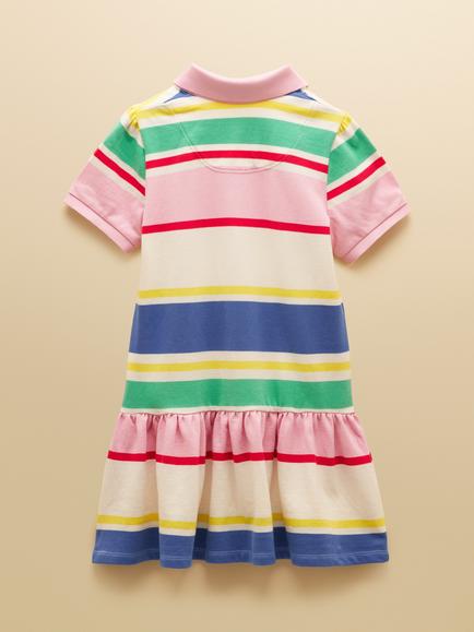 Joules Kids' Cotton Striped Polo Shirt Dress - view 2, Multi